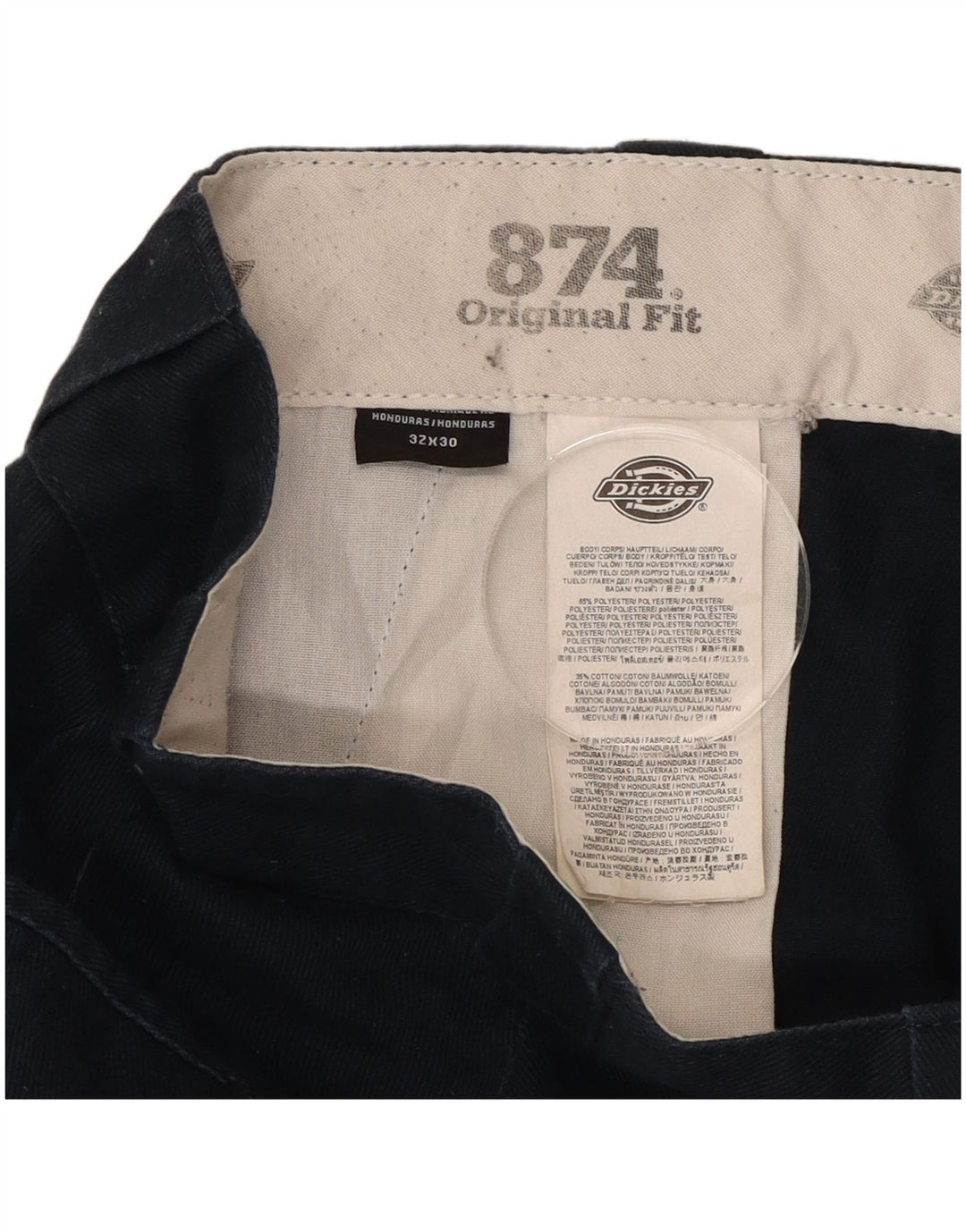 Dickies Mens 874 Straight Chino Trousers W32 L30 Navy Blue Polyester