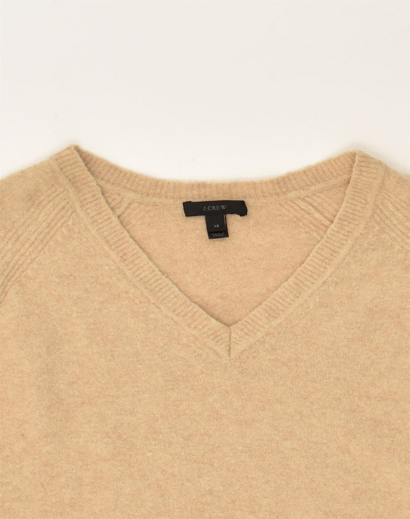 J. CREW Womens V-Neck Jumper Sweater UK 6 XS Beige Nylon | Vintage J. Crew | Thrift | Second-Hand J. Crew | Used Clothing | Messina Hembry 