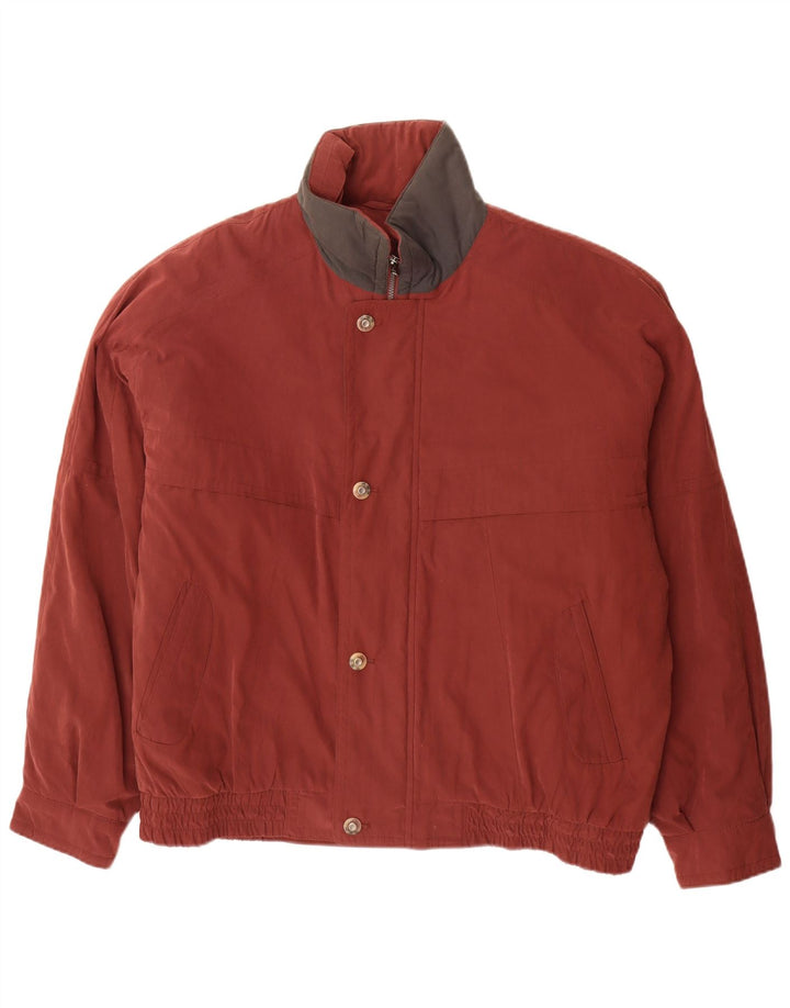 Vintage Mens Bomber Jacket UK 46 3XL Burgundy Colourblock Polyester