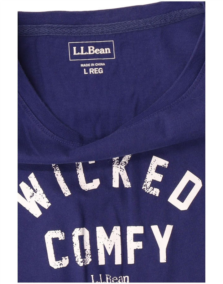 L.L.Bean Womens Graphic Top Long Sleeve UK 16 Large Blue