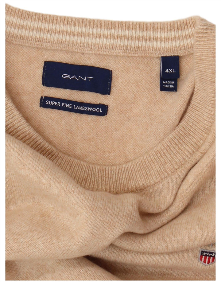GANT Mens Crew Neck Jumper Sweater 4XL Beige Wool