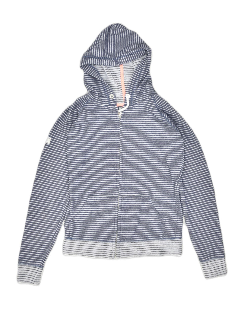 JOULES Womens Zip Hoodie Sweater UK 8 Small Grey Striped Cotton | Vintage | Thrift | Second-Hand | Used Clothing | Messina Hembry 