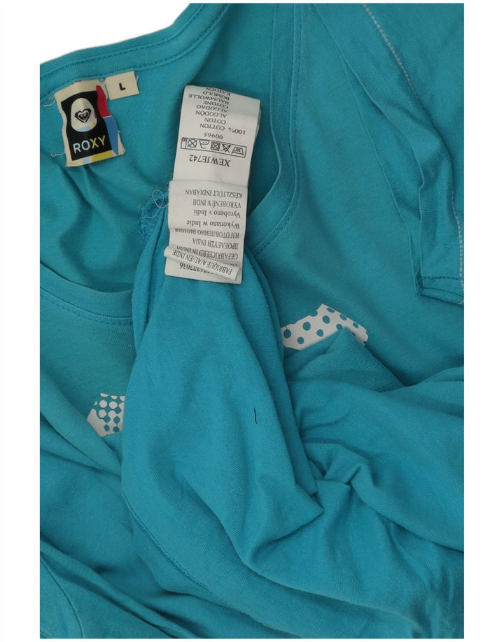 Roxy Womens Graphic T-Shirt Top UK 16 Large Blue Cotton