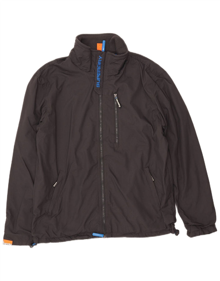 Superdry Mens The Windhiker Graphic Bomber Jacket UK 40 Large Grey Nylon