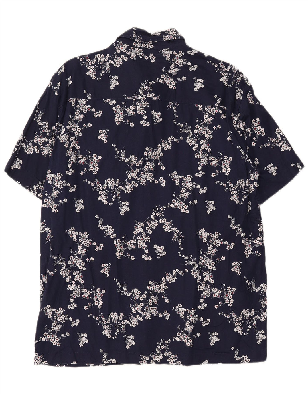 SUPERDRY Mens Short Sleeve Shirt Medium Navy Blue Floral Modal