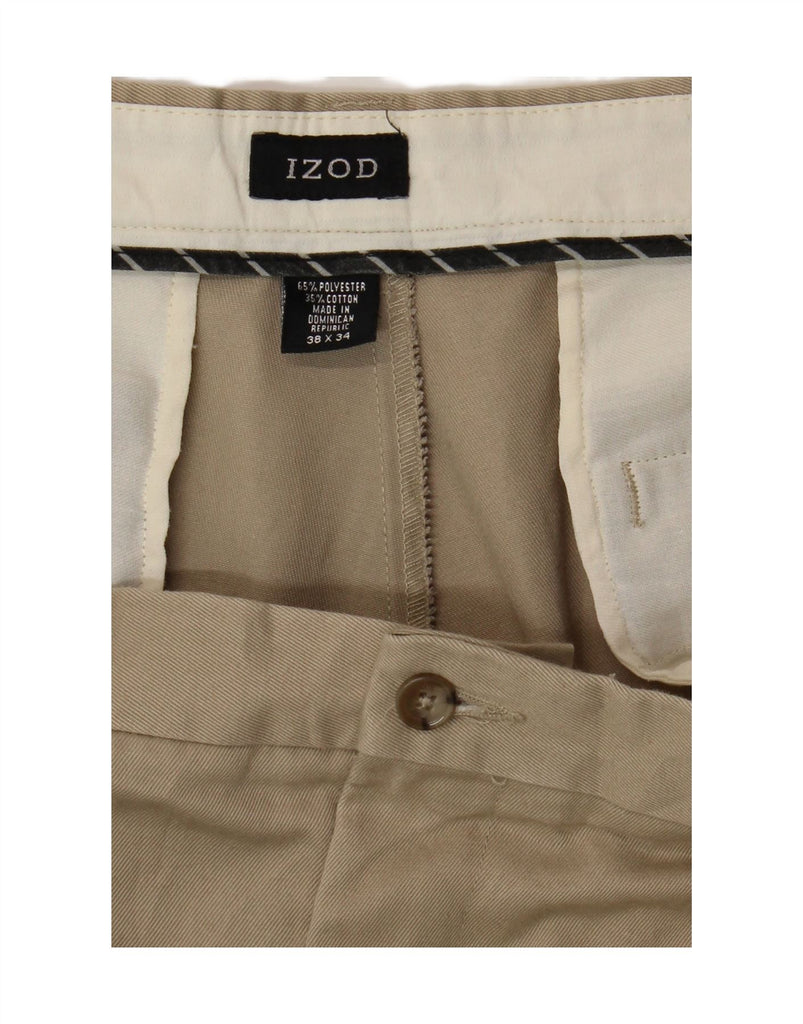 IZOD Mens Straight Chino Trousers W38 L34 Beige Polyester Vintage Izod and Second-Hand Izod from Messina Hembry 