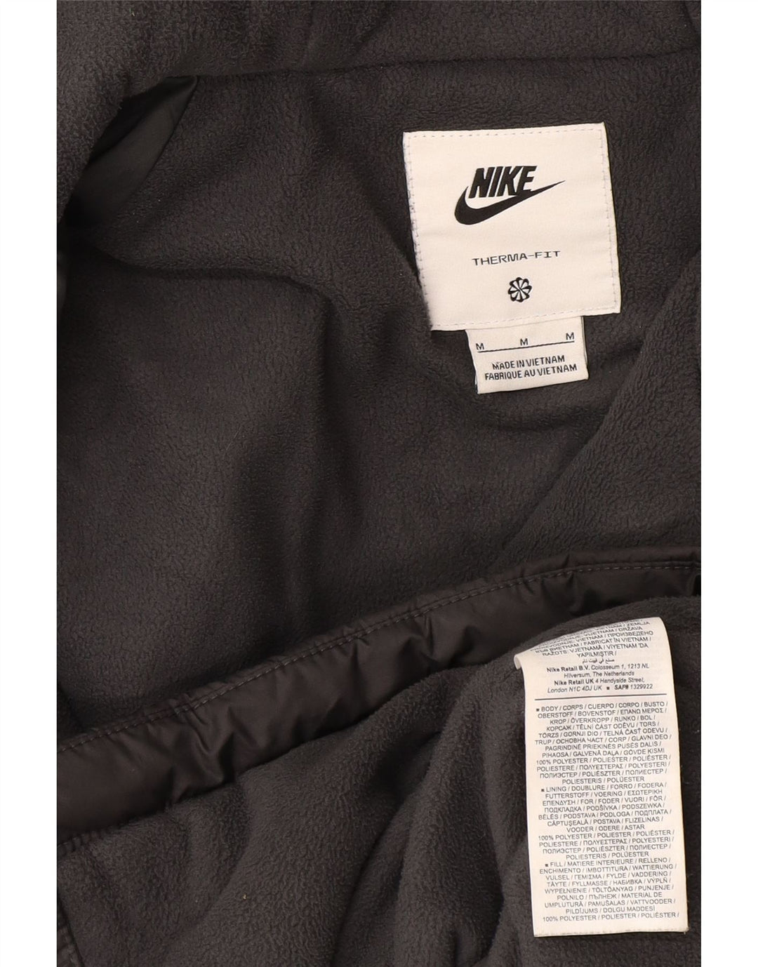 Nike Mens Hooded Padded Jacket UK 38 Medium Grey Polyester