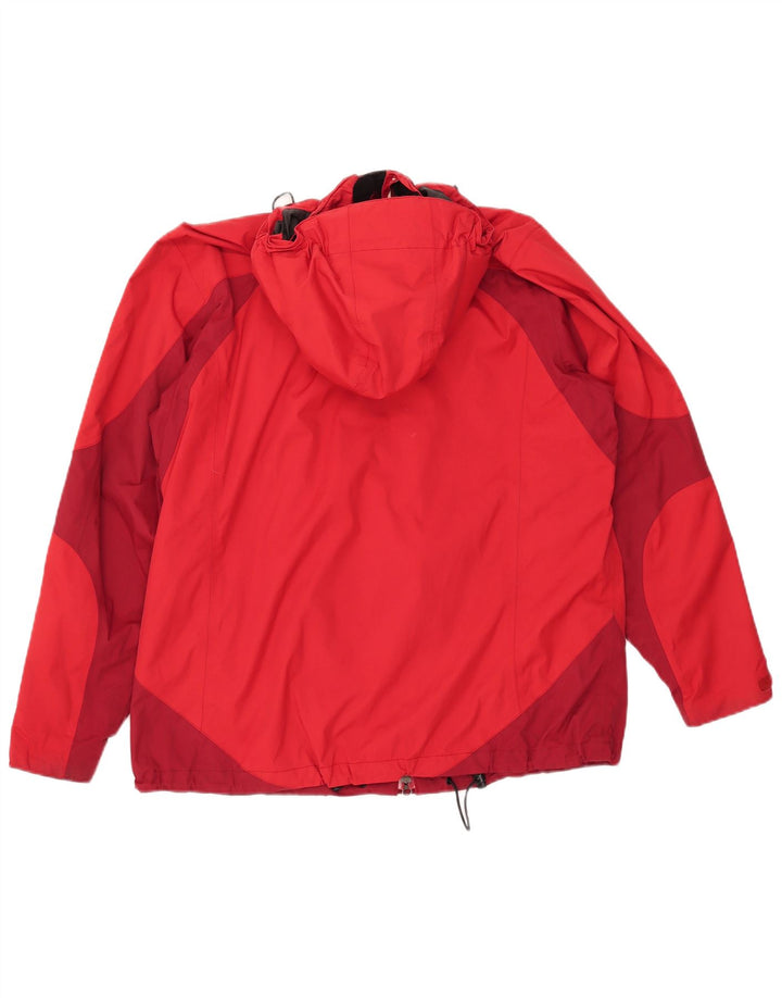 Jack Wolfskin Womens Hooded Rain Jacket UK 18/20 XL Red Polyamide