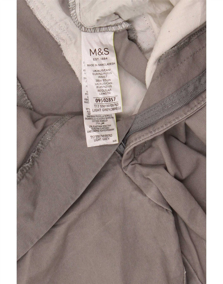 Marks & Spencer Mens Chino Shorts W38 XL Grey Cotton
