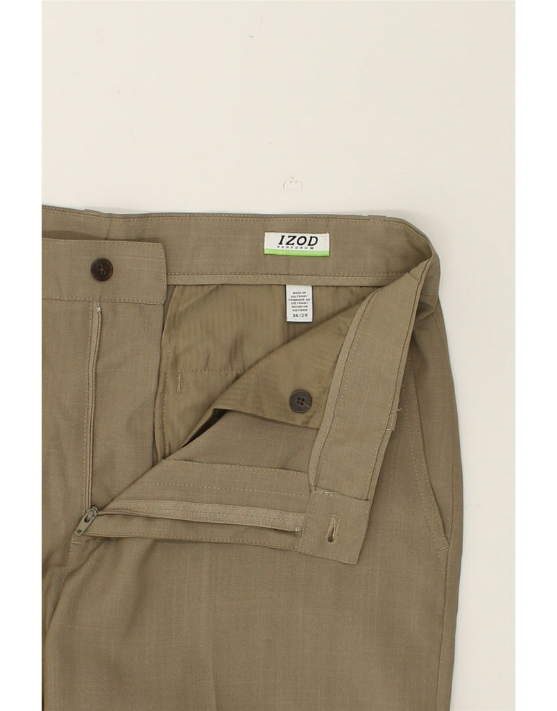 IZOD Mens Straight Suit Trousers W36 L29 Beige Polyester | Vintage Izod | Thrift | Second-Hand Izod | Used Clothing | Messina Hembry 