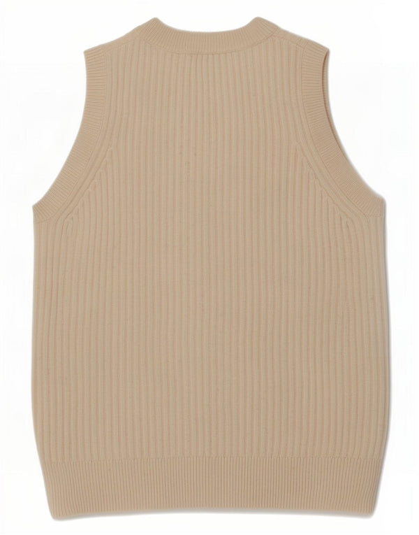 Marks & Spencer Womens Vest Tank Top UK 10 Small Beige Merino Wool