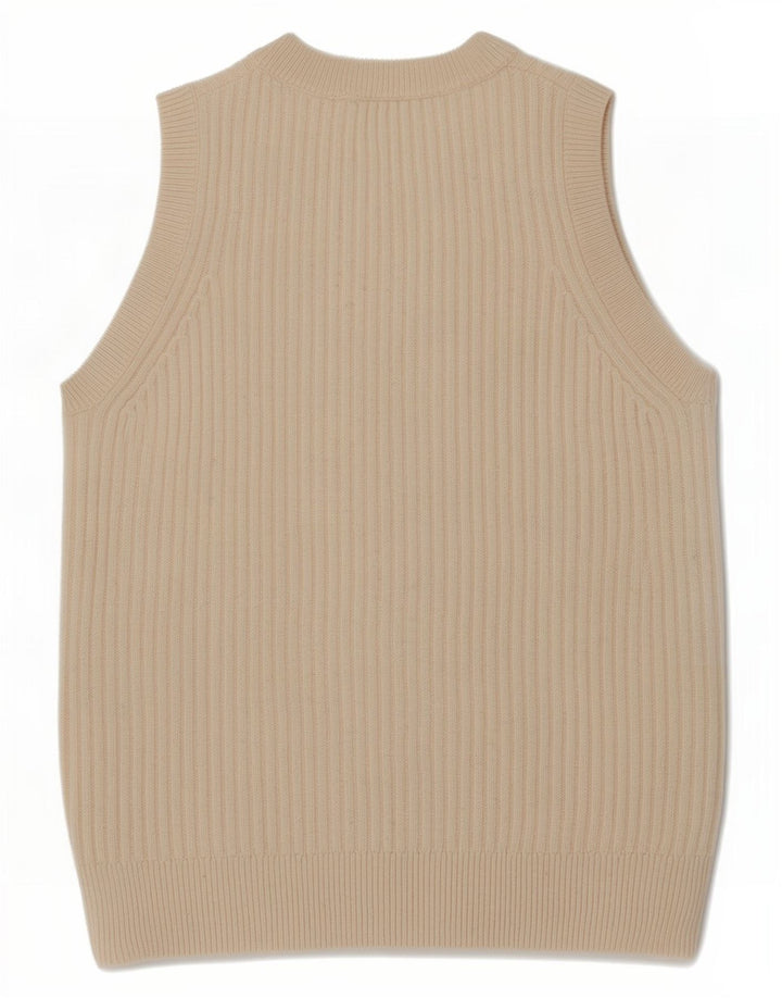 Marks & Spencer Womens Vest Tank Top UK 10 Small Beige Merino Wool