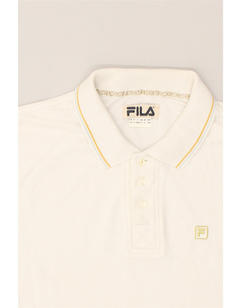 FILA Mens Polo Shirt Large Off White Cotton | Vintage Fila | Thrift | Second-Hand Fila | Used Clothing | Messina Hembry 