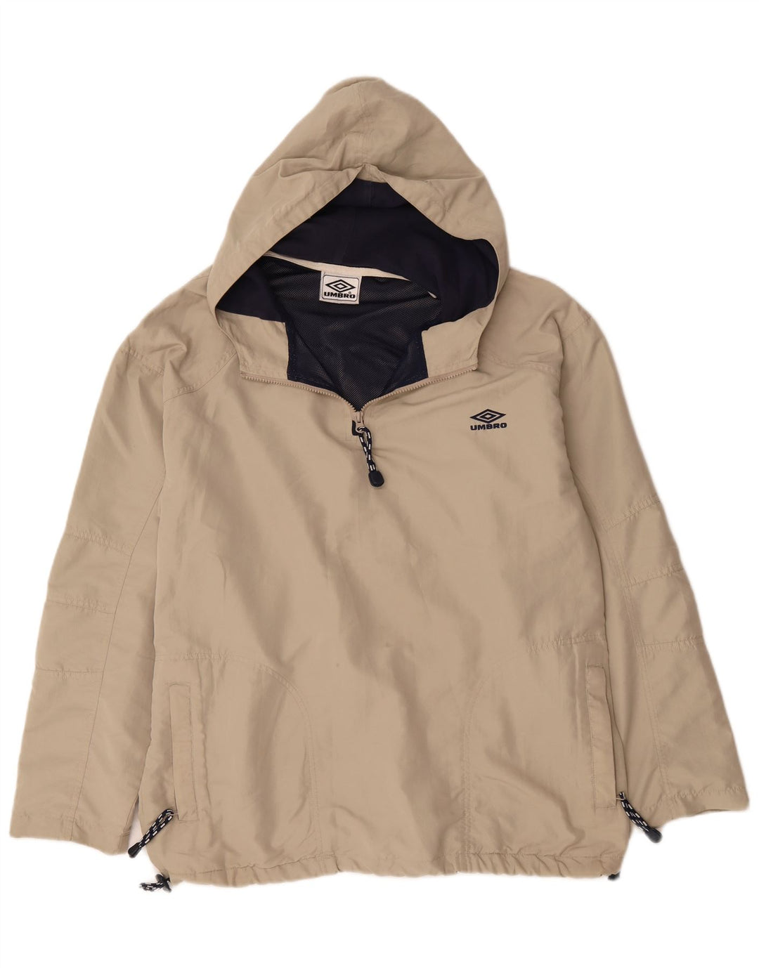 Umbro Mens Hooded Pullover Rain Jacket UK 42 XL Beige Polyester