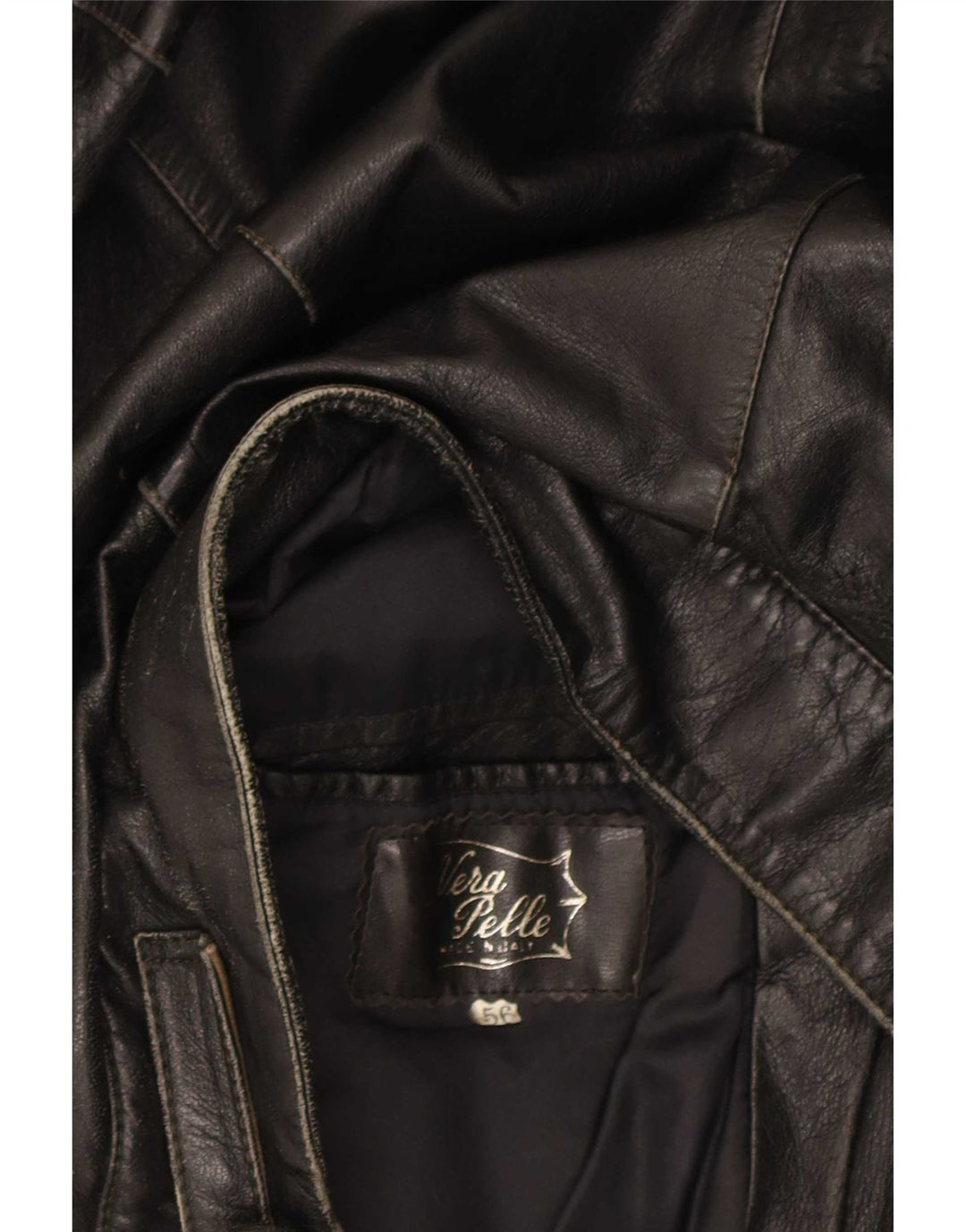 Vintage Mens Leather Jacket IT 56 3XL Black Colourblock Leather