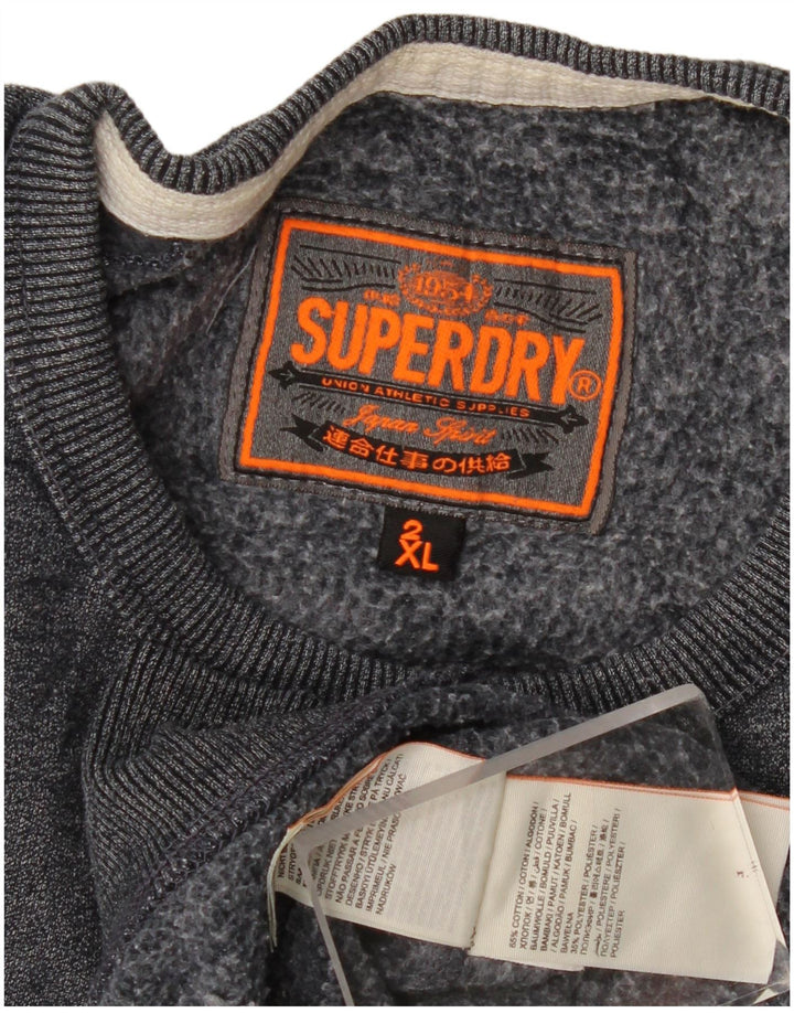 Superdry Mens Graphic Sweatshirt Jumper 2XL Navy Blue Cotton