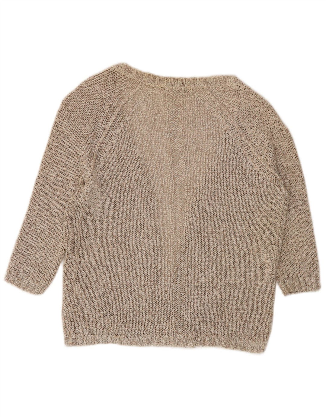 Marks & Spencer Womens 3/4 Sleeve Open Cardigan Sweater UK 8 Small Beige