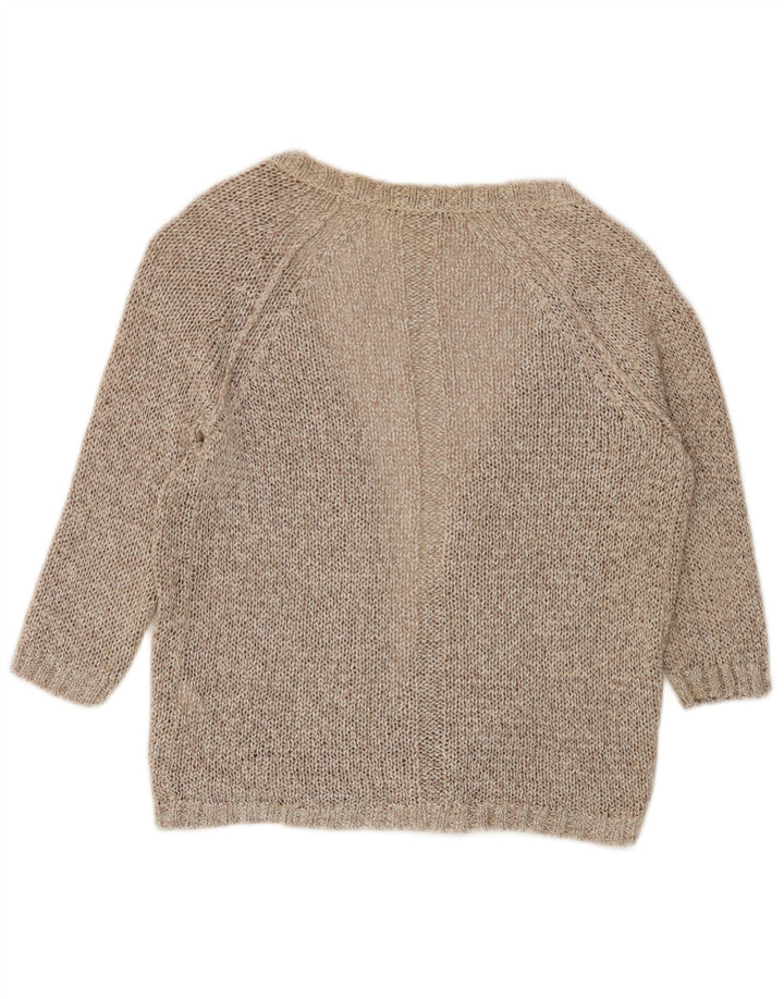 Marks & Spencer Womens 3/4 Sleeve Open Cardigan Sweater UK 8 Small Beige