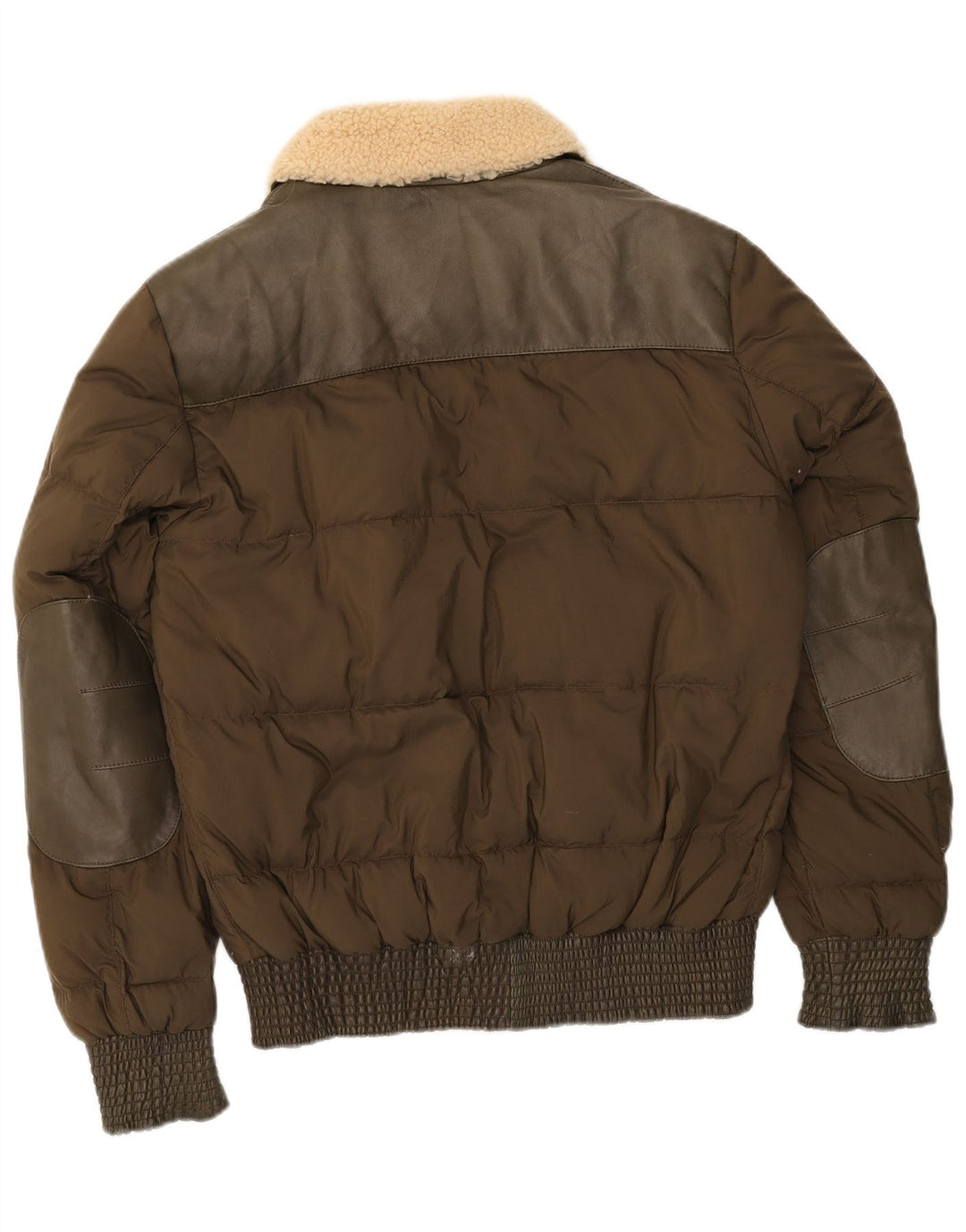 Vintage Mens Padded Jacket IT 52 XL Khaki Polyamide