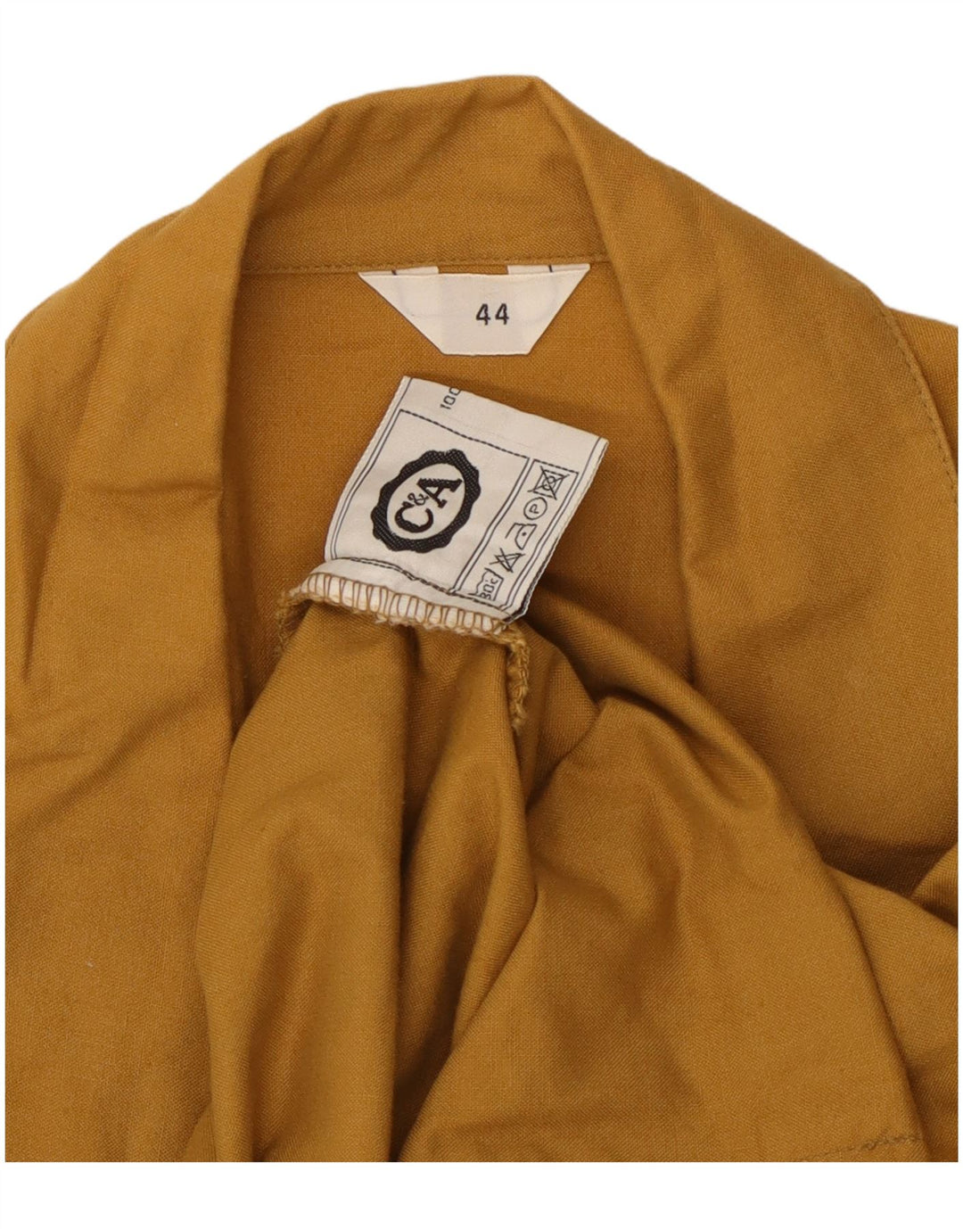 C & A Womens Double Breasted Blazer Jacket EU 44 XL Yellow Cotton