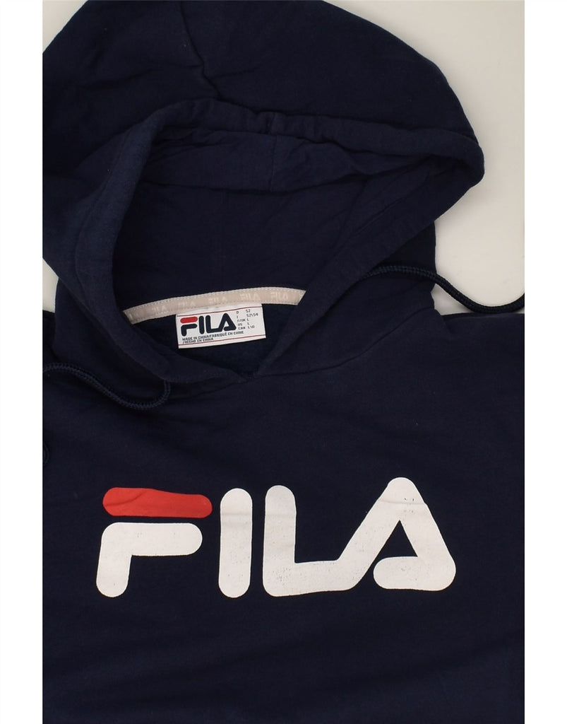 FILA Mens Graphic Hoodie Jumper Large Navy Blue Cotton | Vintage Fila | Thrift | Second-Hand Fila | Used Clothing | Messina Hembry 