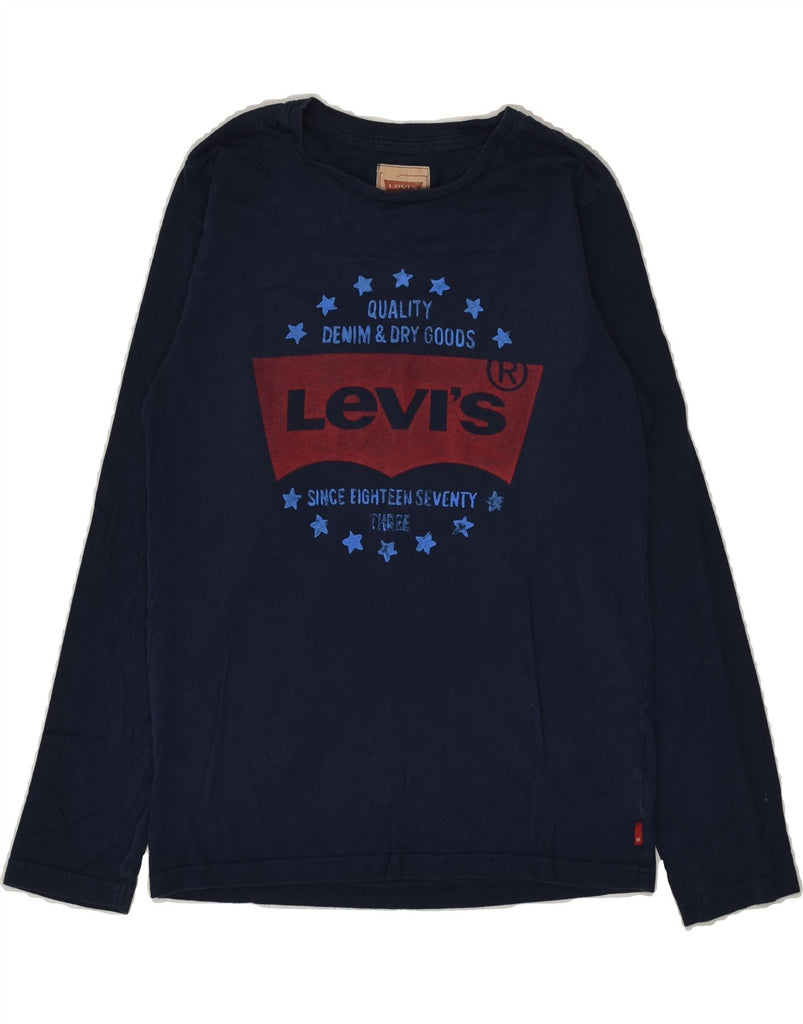 LEVI'S Boys Graphic Top Long Sleeve 13-14 Years Navy Blue Cotton | Vintage Levi's | Thrift | Second-Hand Levi's | Used Clothing | Messina Hembry 