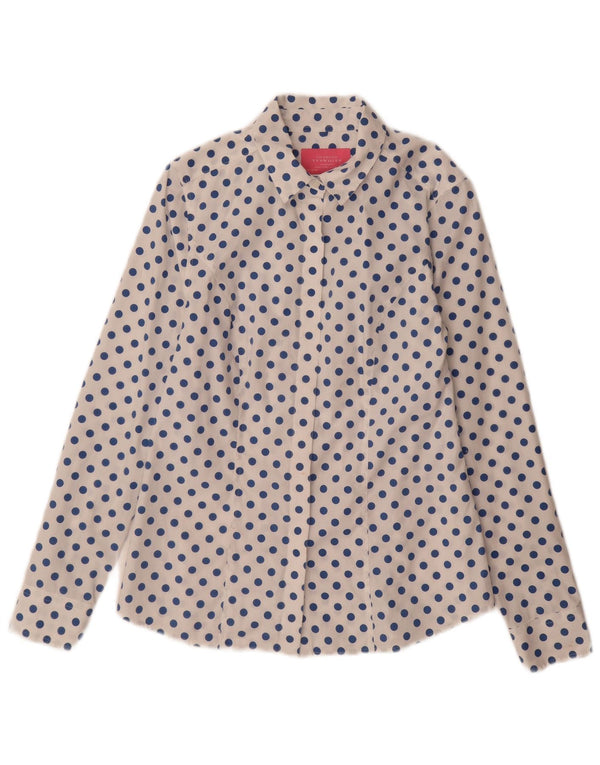 Charles Tyrwhitt Womens Shirt UK 10 Small White Spotted Cotton