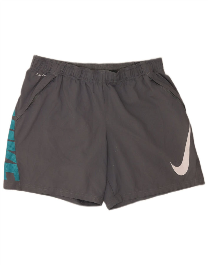 Nike Mens Dri Fit Graphic Sport Shorts Large Grey Polyester