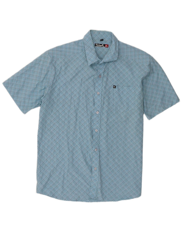 Quiksilver Mens Short Sleeve Shirt Large Blue Check Cotton
