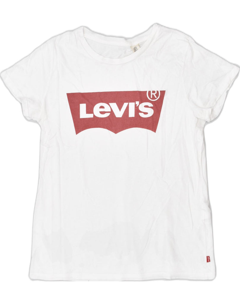 LEVI'S Womens Graphic T-Shirt Top UK 12 Medium White | Vintage | Thrift | Second-Hand | Used Clothing | Messina Hembry 