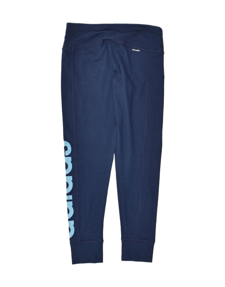 ADIDAS Womens Climalite Graphic Leggings UK 8/10 Small Navy Blue Cotton | Vintage Adidas | Thrift | Second-Hand Adidas | Used Clothing | Messina Hembry 