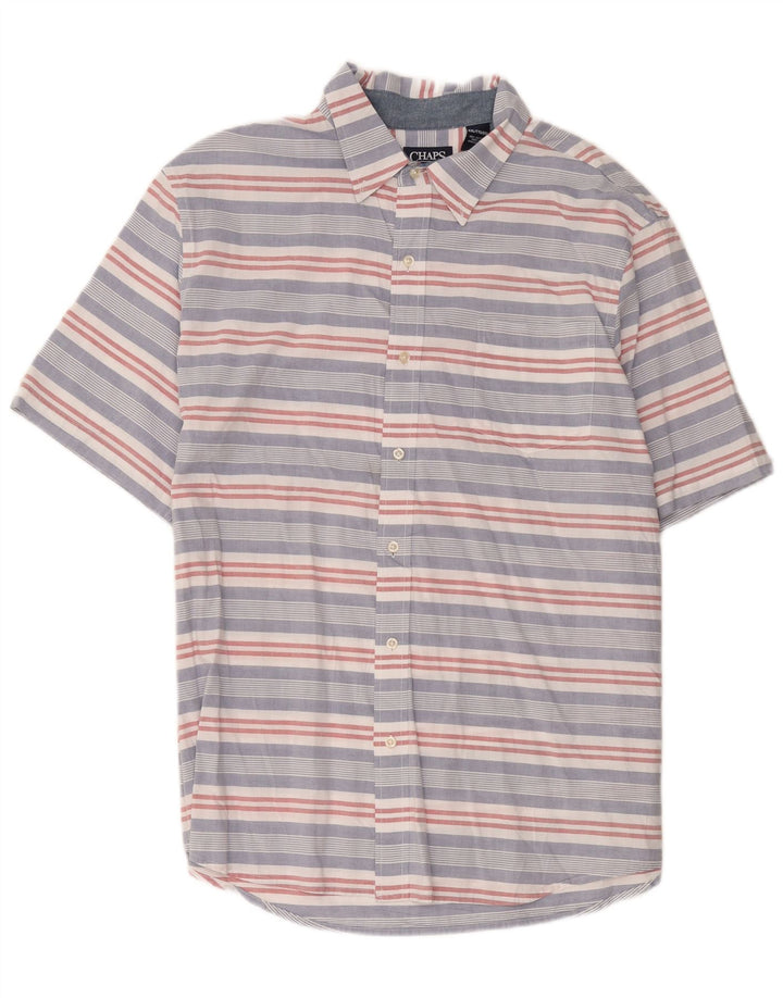 Chaps Mens Short Sleeve Shirt 2XL Multicoloured Striped Cotton