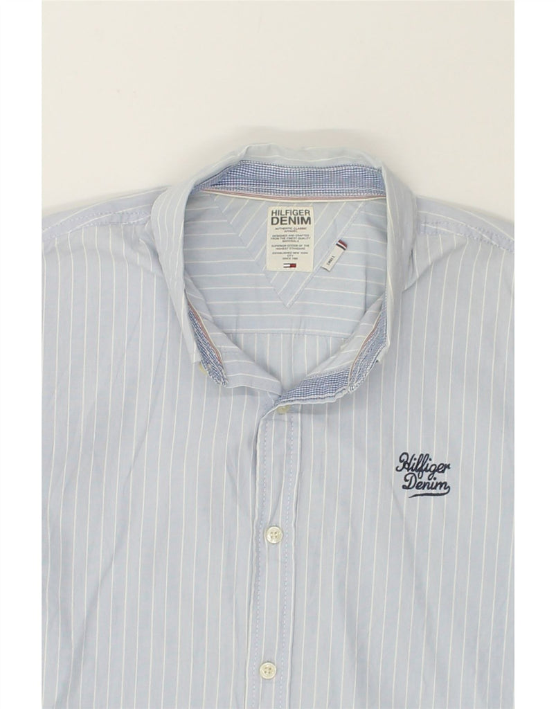 TOMMY HILFIGER Mens Shirt Small Blue Pinstripe Cotton | Vintage Tommy Hilfiger | Thrift | Second-Hand Tommy Hilfiger | Used Clothing | Messina Hembry 