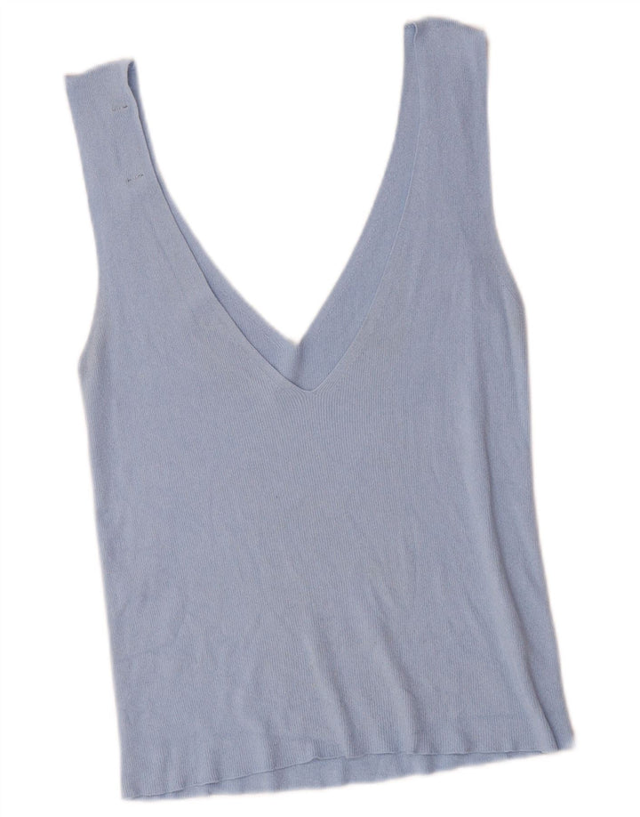 Karen Millen Womens Sleeveless Blouse Top UK 12 Medium Blue Viscose