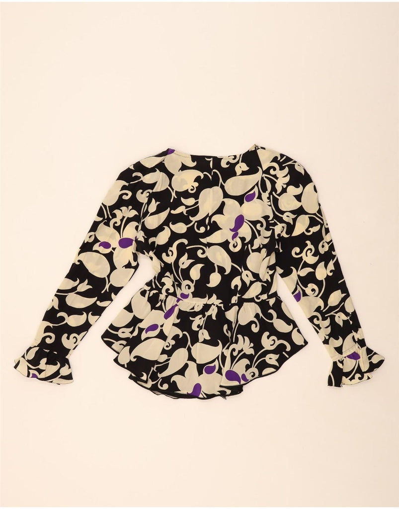 CLIPS Womens Long Sleeve Blouse Top IT 44 Medium Black Paisley Silk Vintage Clips and Second-Hand Clips from Messina Hembry 