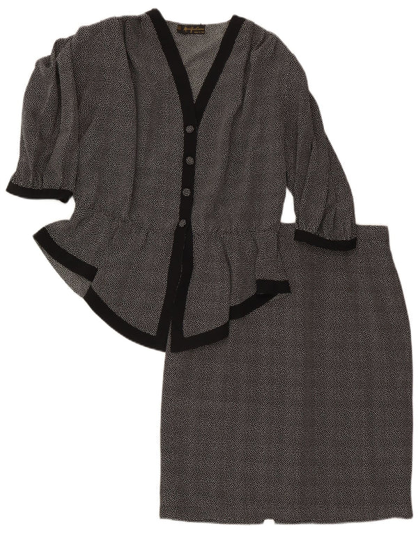 Mario Pucci Cecconi Womens 2 Piece Skirt Set IT 46 Large W30 Black Spotted