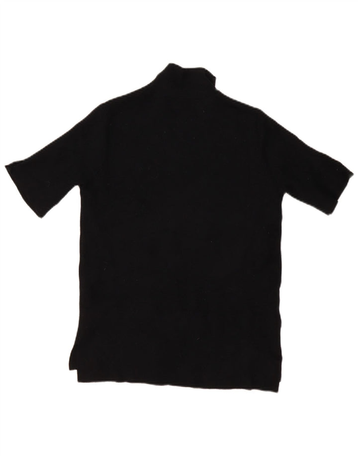 Zara Womens Knit Short Sleeve Top UK 12 Medium Black Viscose
