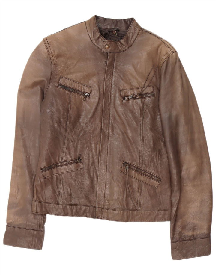 GVB Womens Leather Jacket UK 14 Medium Brown Leather