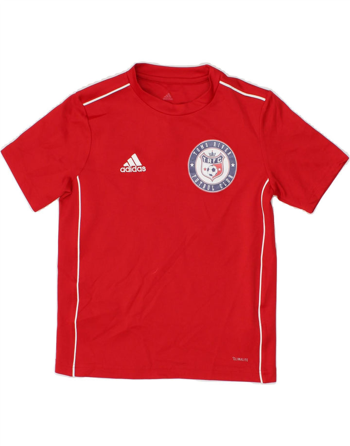 ADIDAS Boys Toms River Graphic T-Shirt Top 9-10 Years Small Red Polyester Vintage Adidas and Second-Hand Adidas from Messina Hembry 