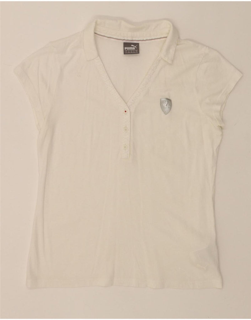 PUMA Womens Ferrari Polo Shirt UK 14 Medium  White Cotton Vintage Puma and Second-Hand Puma from Messina Hembry 
