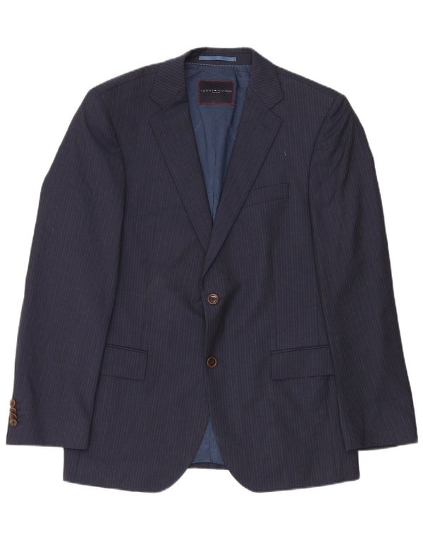 Tommy Hilfiger Mens Tailored Blazer Jacket IT 50 Large Navy Blue Pinstripe