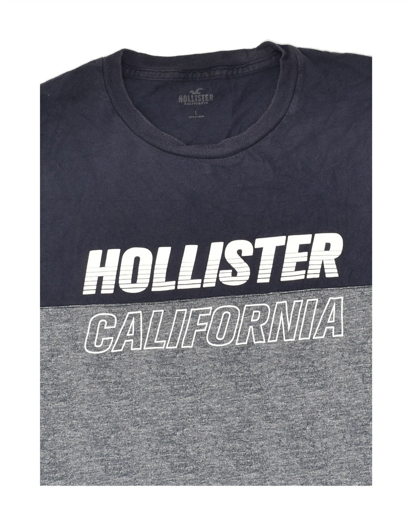 HOLLISTER Womens Graphic T-Shirt Top UK 16 Large Navy Blue Colourblock | Vintage Hollister | Thrift | Second-Hand Hollister | Used Clothing | Messina Hembry 