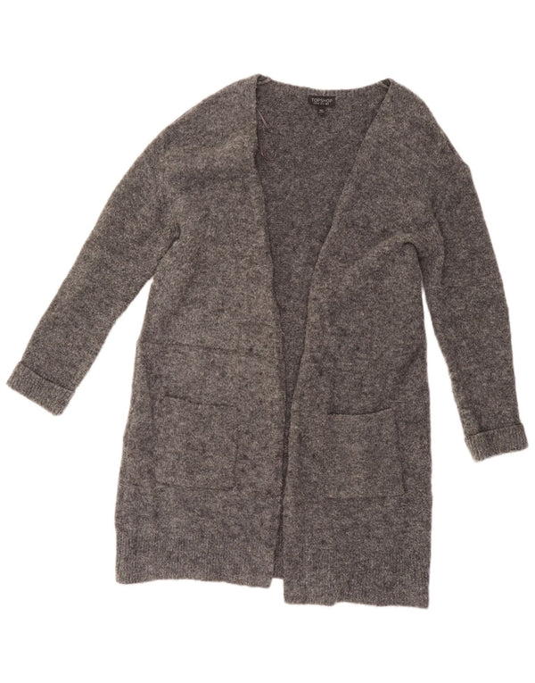 Topshop Womens Oversized Longline Cardigan Sweater UK 8 Small Grey Flecked