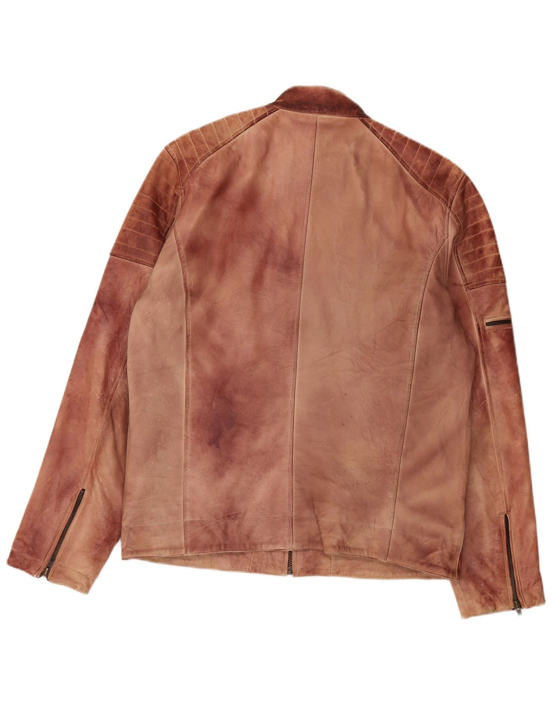 Blend Mens Leather Jacket UK 42 XL Brown Leather