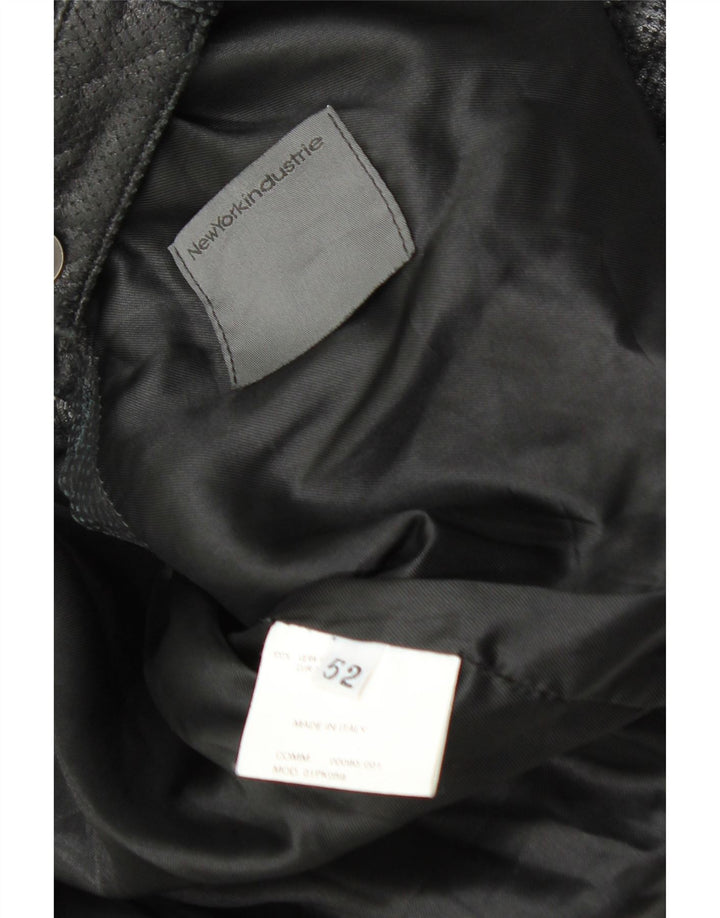 Vintage Mens Leather Jacket IT 52 XL Black Leather