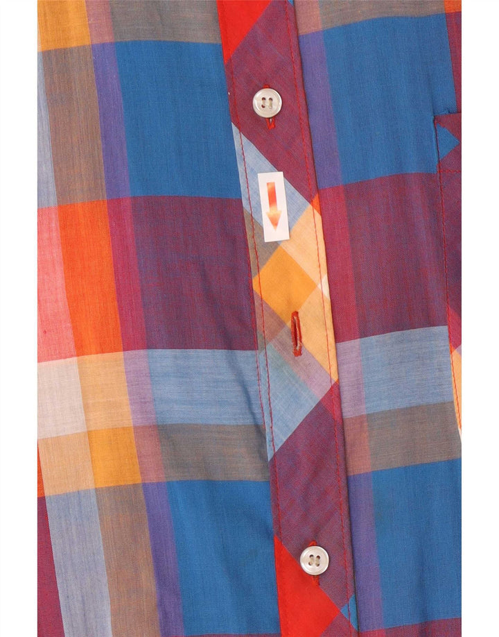Jean Rive Mens Short Sleeve Shirt Size 37/38 Small Multicoloured Plaid