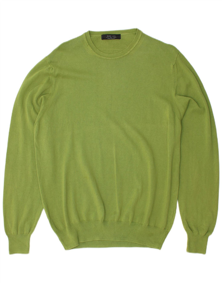 ZARA Mens Crew Neck Jumper Sweater Large Green