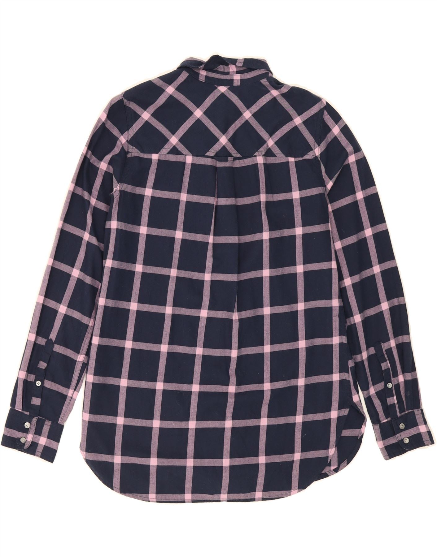 CREW Womens Classic Fit Flannel Shirt US Small Navy Blue