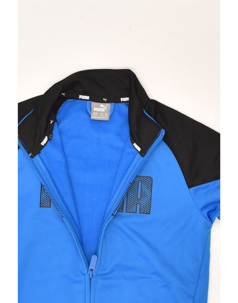 PUMA Boys Graphic Tracksuit Top Jacket 7-8 Years XS  Blue Polyester | Vintage Puma | Thrift | Second-Hand Puma | Used Clothing | Messina Hembry 