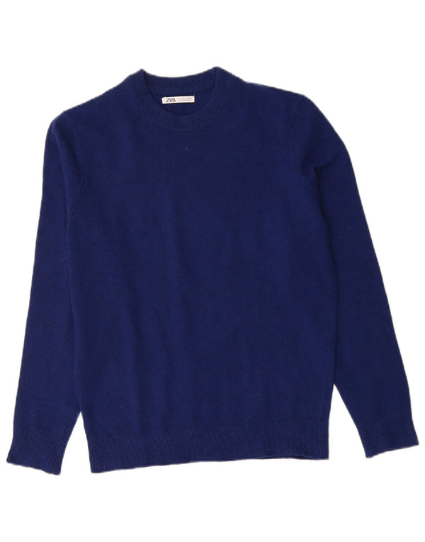 ZARA Womens Oversized Crew Neck Jumper Sweater UK 10 Small Navy Blue